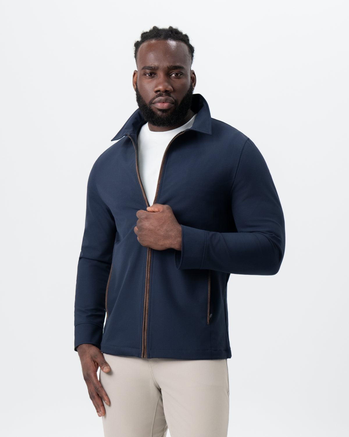 State & Liberty Collared Zip Jacket - Navy