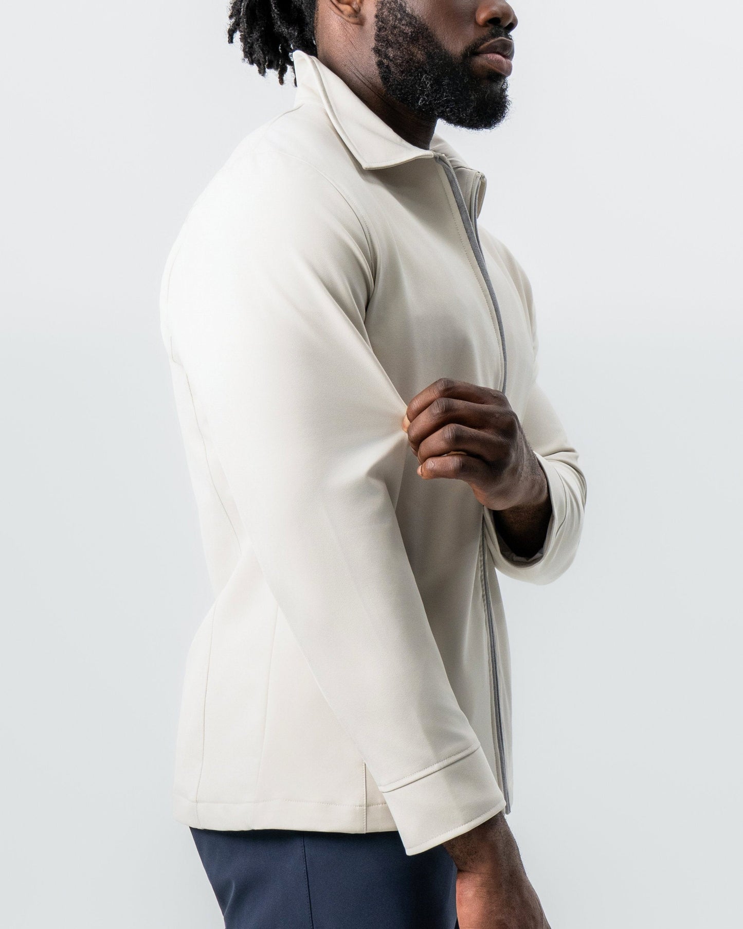 State & Liberty Collared Zip Jacket - Light Khaki
