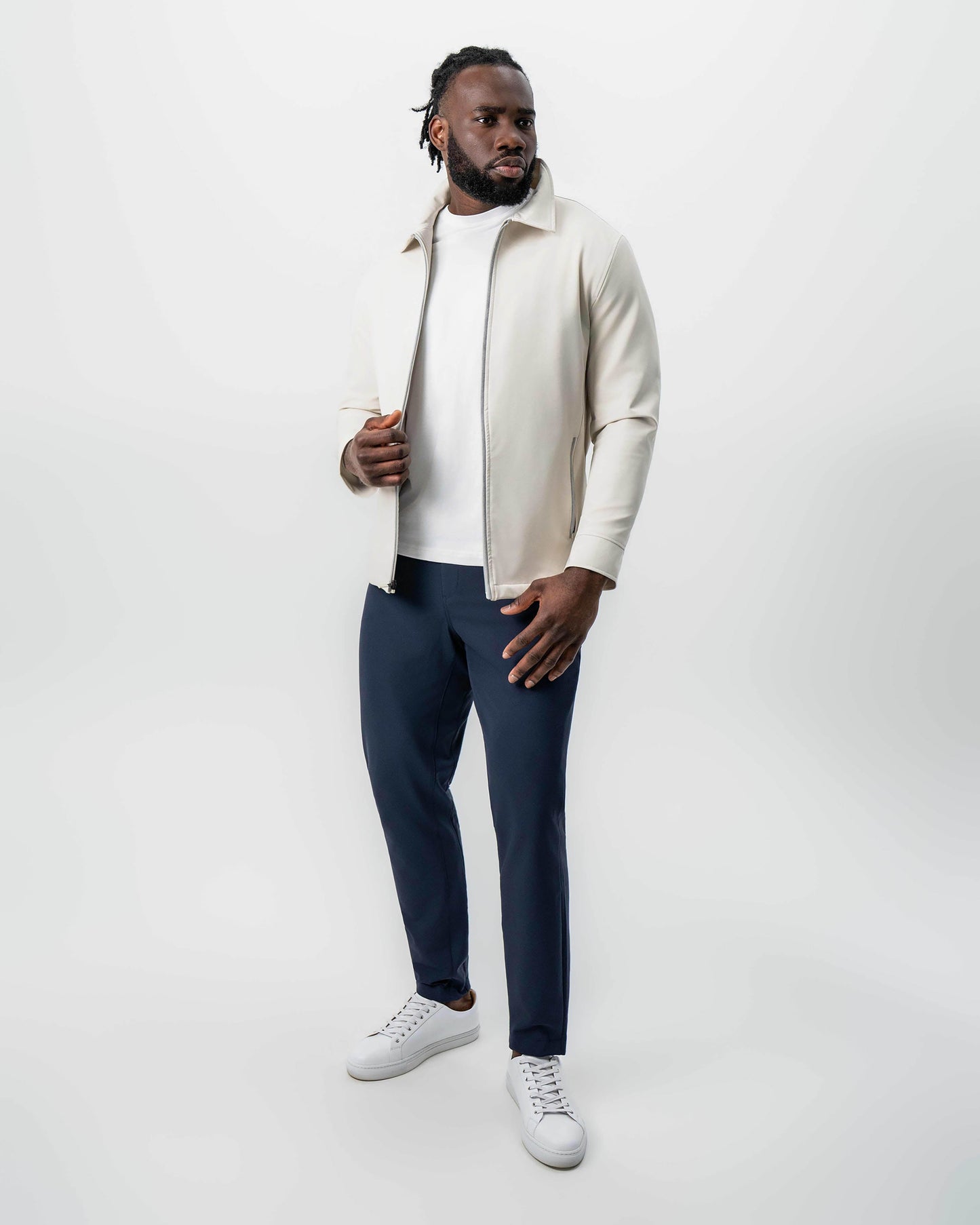 State & Liberty Collared Zip Jacket - Light Khaki