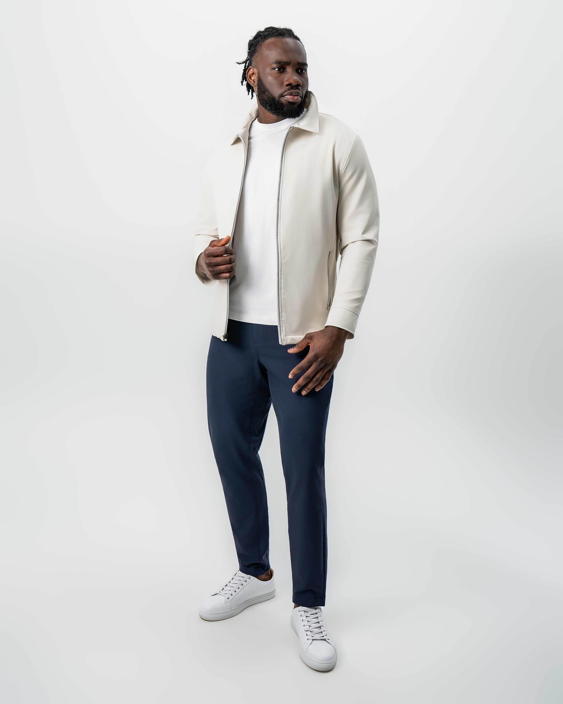 State & Liberty Collared Zip Jacket - Light Khaki