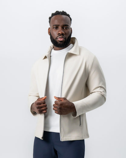 State & Liberty Collared Zip Jacket - Light Khaki