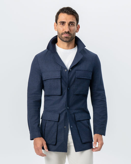 State & Liberty Stretch Linen Field Jacket - Navy