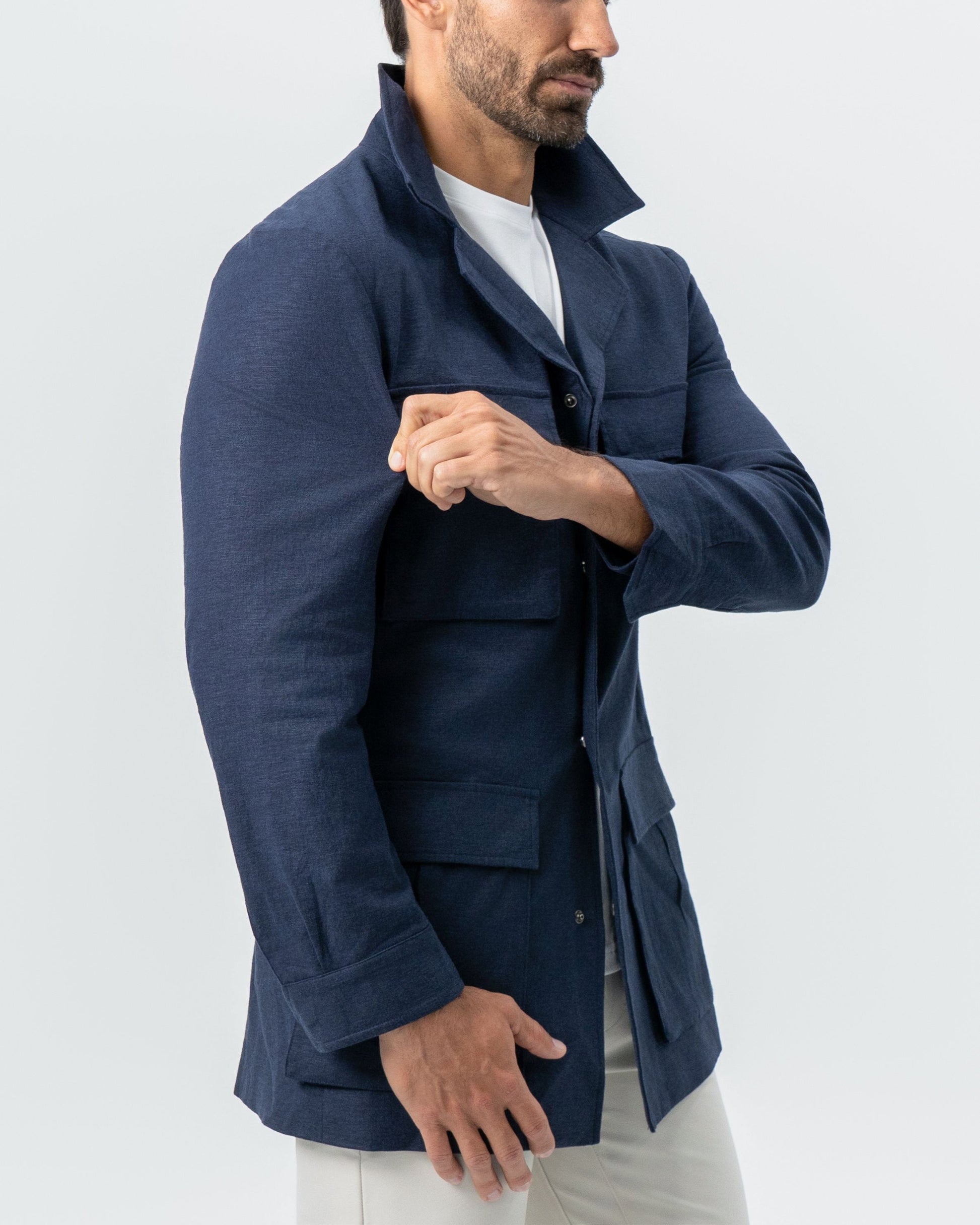 State & Liberty Stretch Linen Field Jacket - Navy