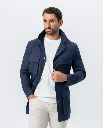 State & Liberty Stretch Linen Field Jacket - Navy