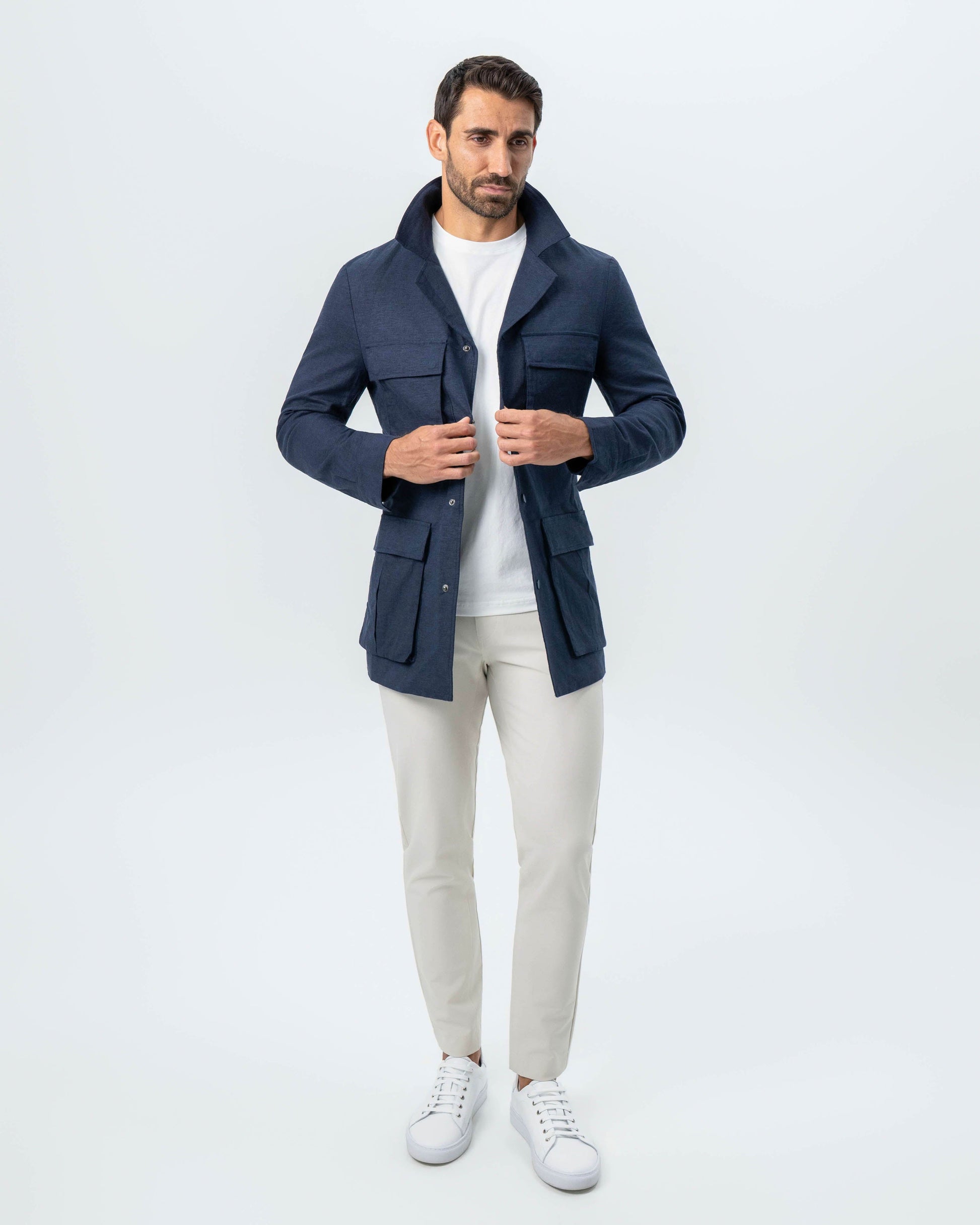 State & Liberty Stretch Linen Field Jacket - Navy