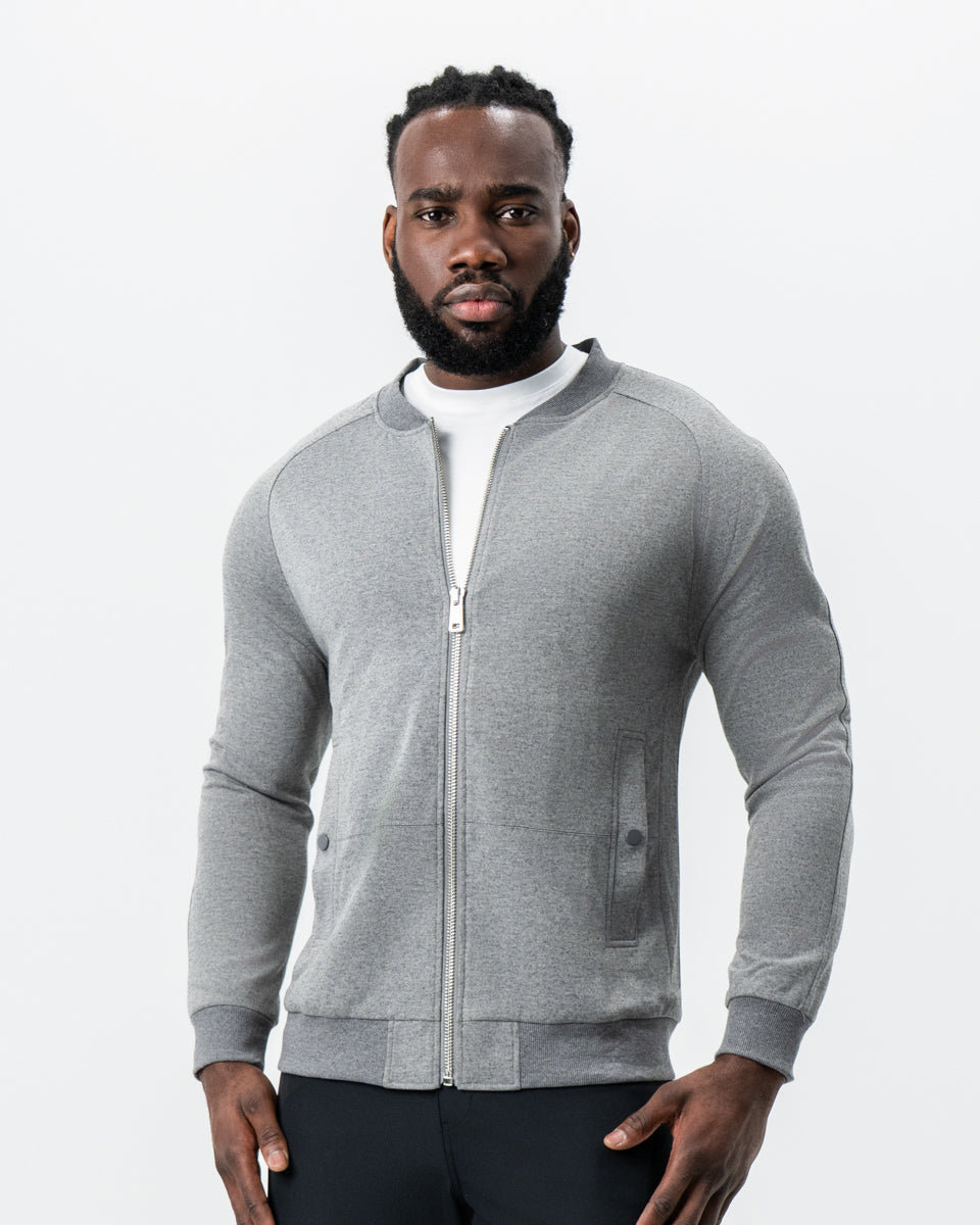 State & Liberty Knit Stretch Bomber - Grey