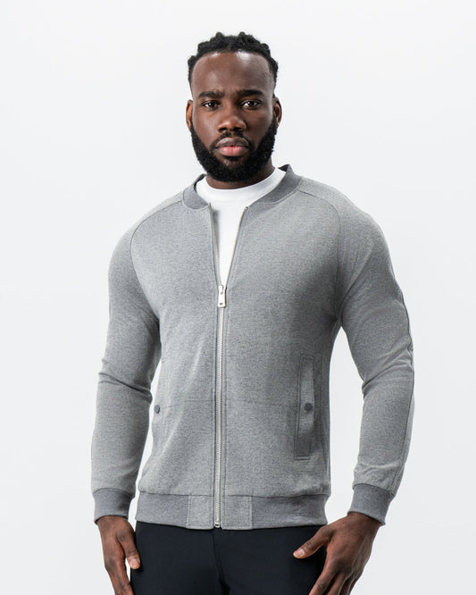 State & Liberty Knit Stretch Bomber - Grey