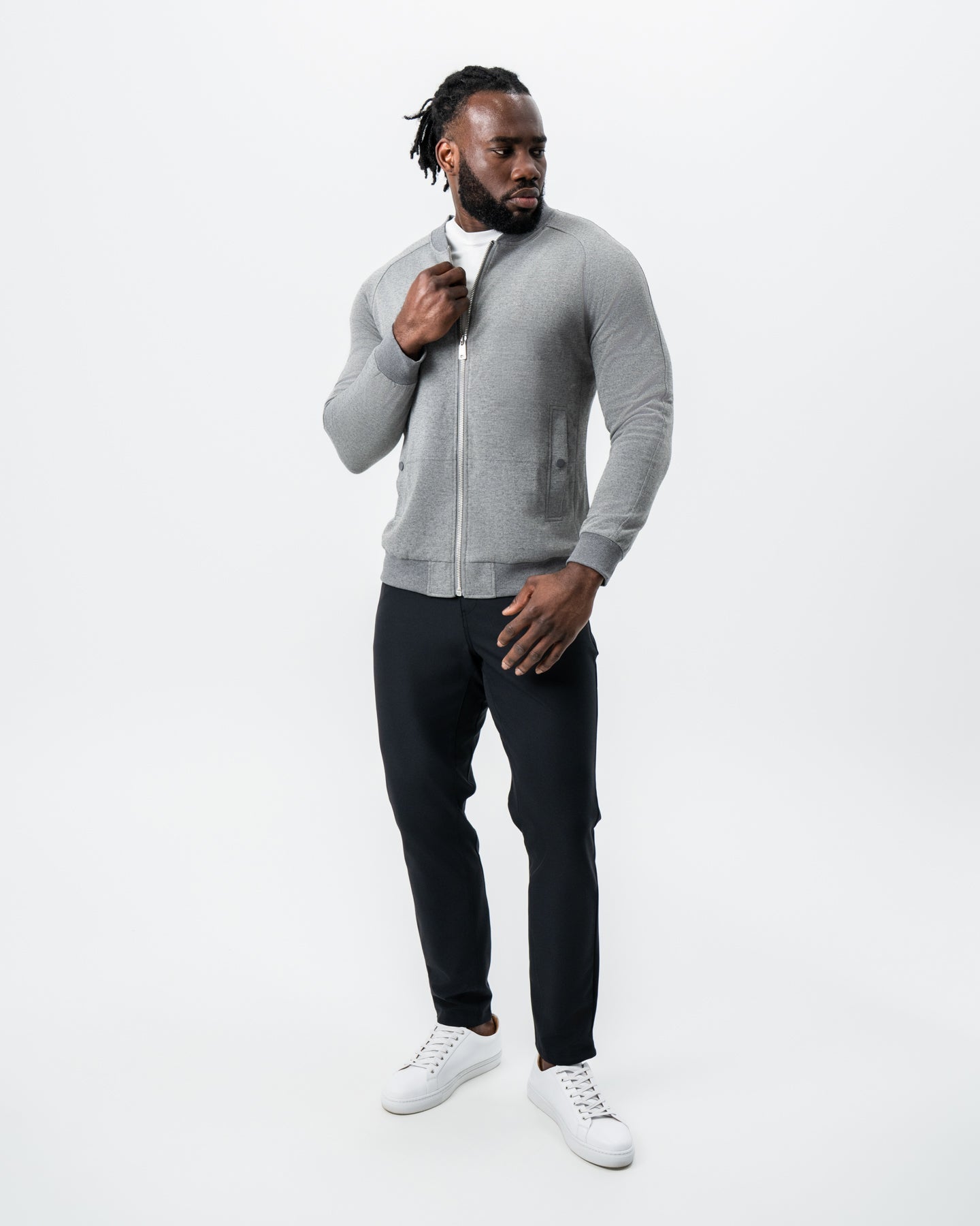 State & Liberty Knit Stretch Bomber - Grey
