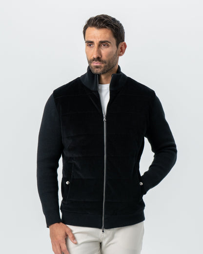 State & Liberty Corduroy Knit Zip Jacket - Black