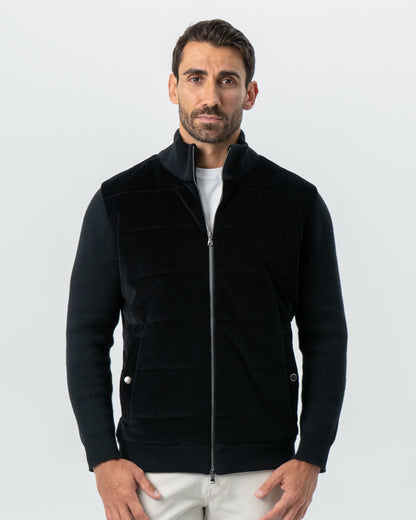 State & Liberty Corduroy Knit Zip Jacket - Black
