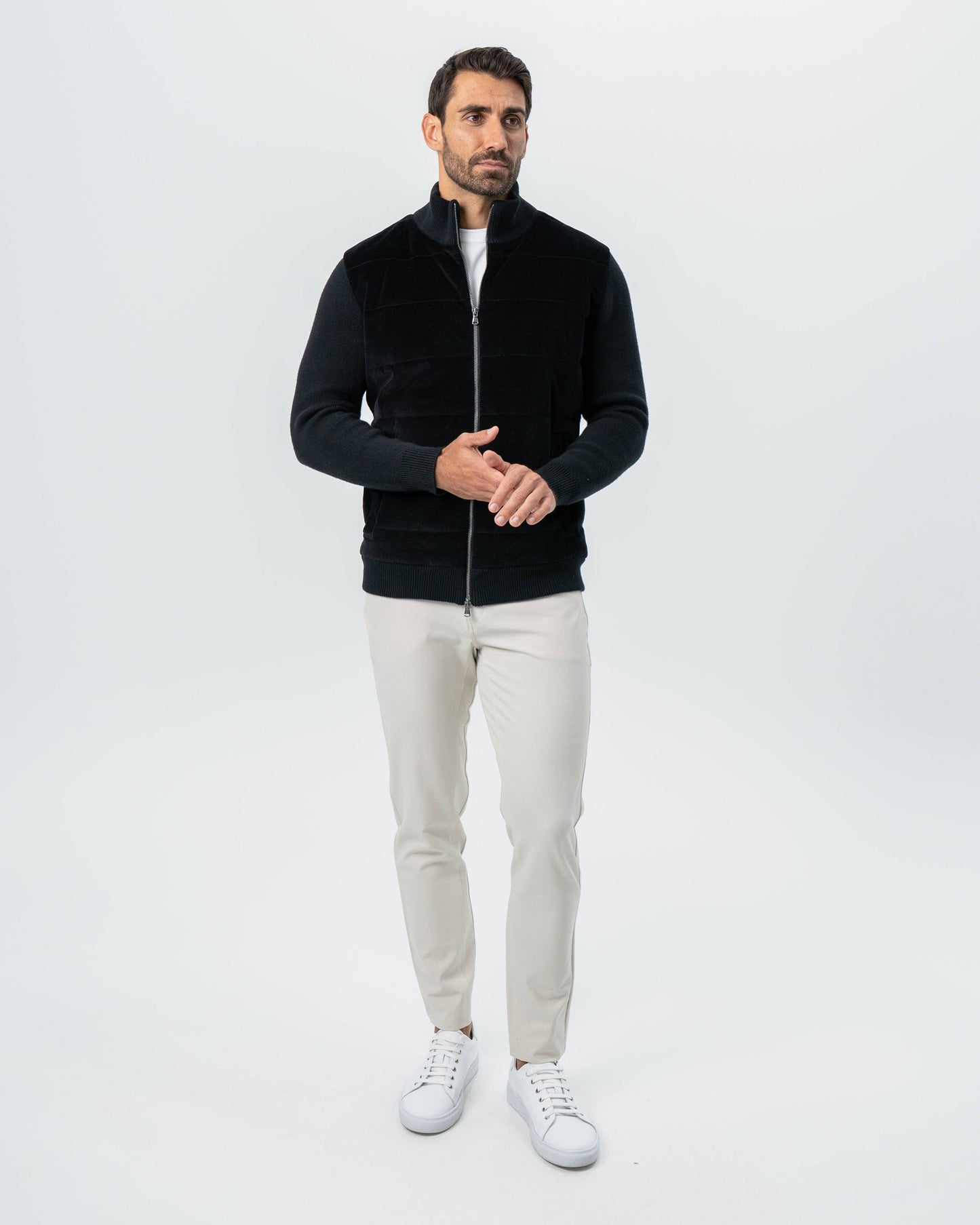State & Liberty Corduroy Knit Zip Jacket - Black