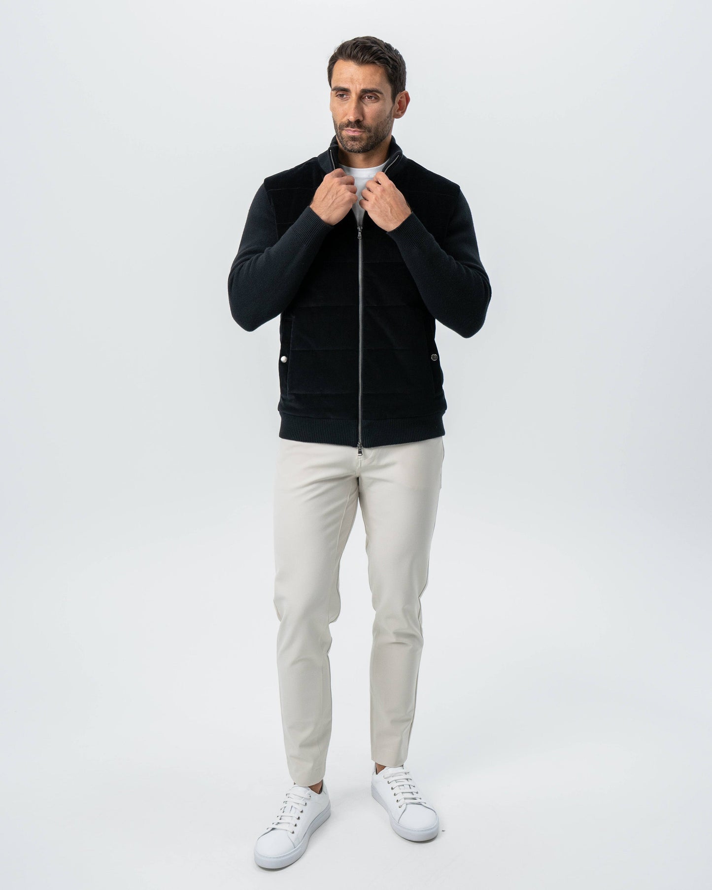 State & Liberty Corduroy Knit Zip Jacket - Black