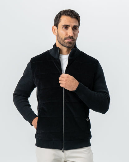 State & Liberty Corduroy Knit Zip Jacket - Black