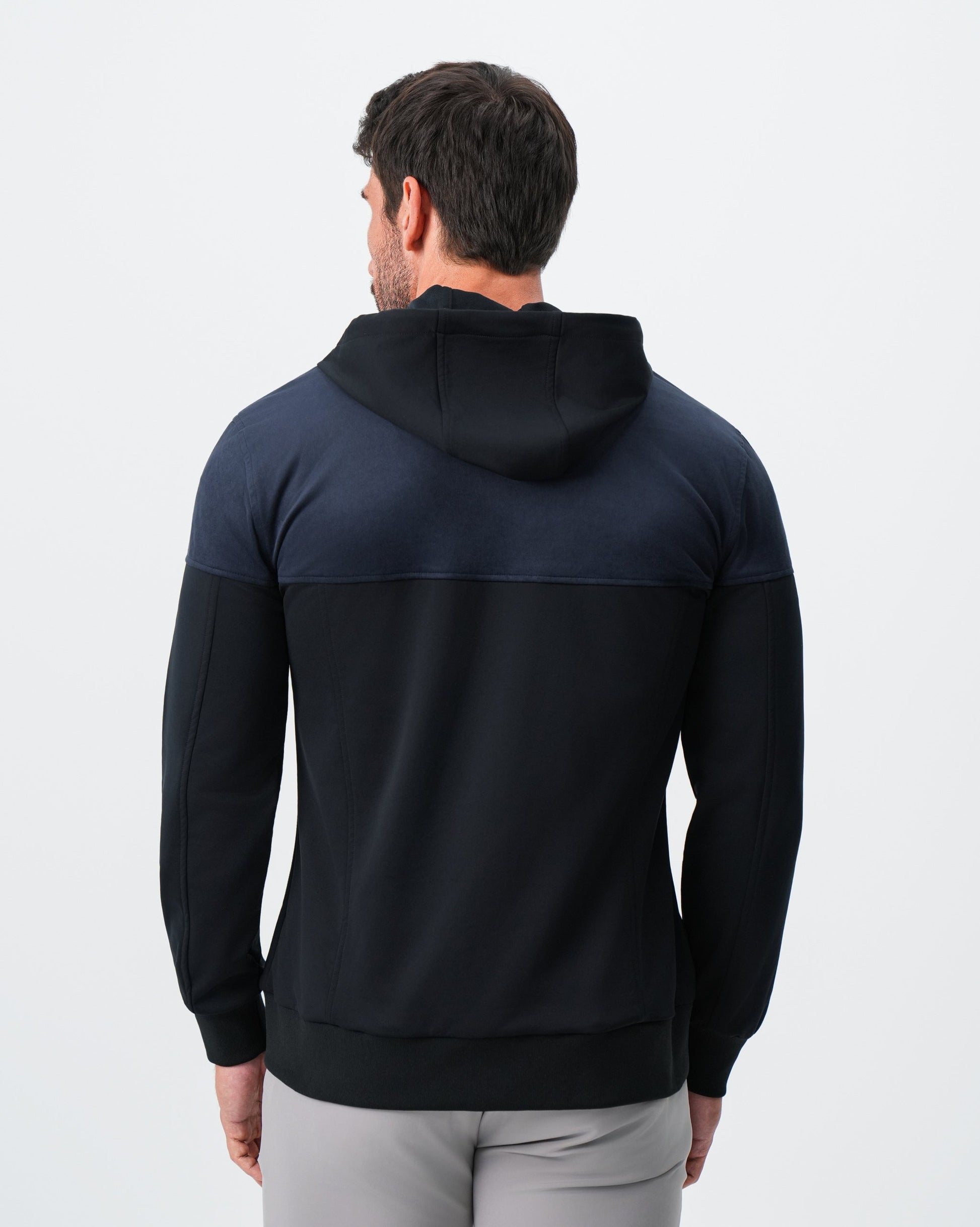 State & Liberty Hooded Hybrid Suede Jacket - Black