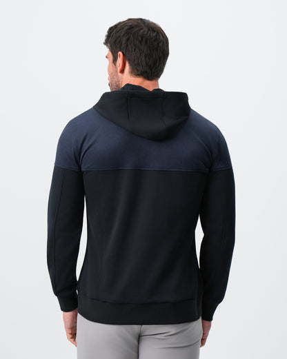 State & Liberty Hooded Hybrid Suede Jacket - Black