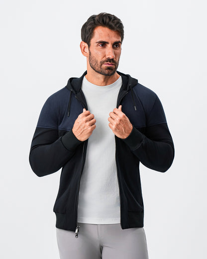 State & Liberty Hooded Hybrid Suede Jacket - Black