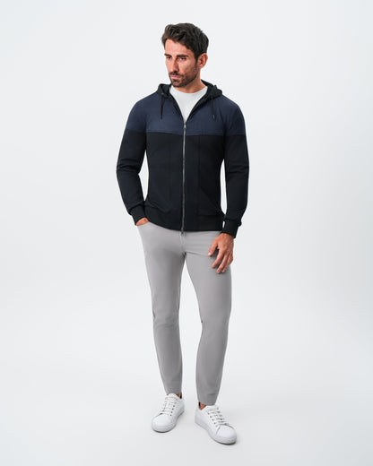State & Liberty Hooded Hybrid Suede Jacket - Black