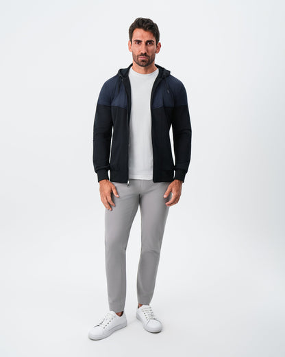 State & Liberty Hooded Hybrid Suede Jacket - Black