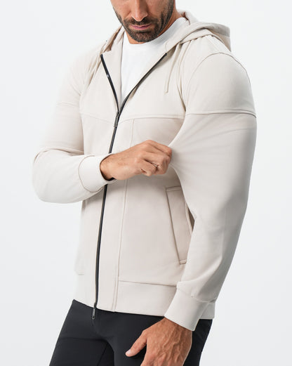 State & Liberty Hooded Hybrid Suede Jacket - Cream