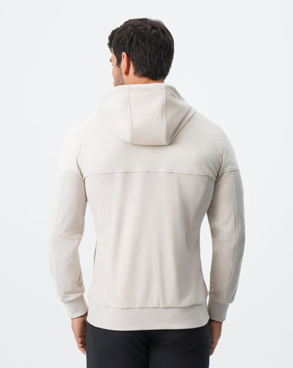 State & Liberty Hooded Hybrid Suede Jacket - Cream