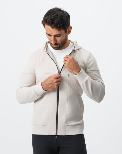 State & Liberty Hooded Hybrid Suede Jacket - Cream