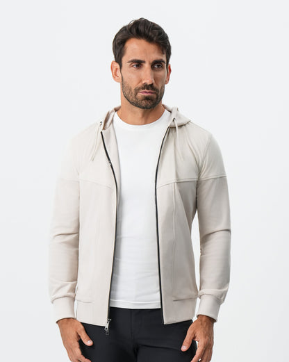 State & Liberty Hooded Hybrid Suede Jacket - Cream