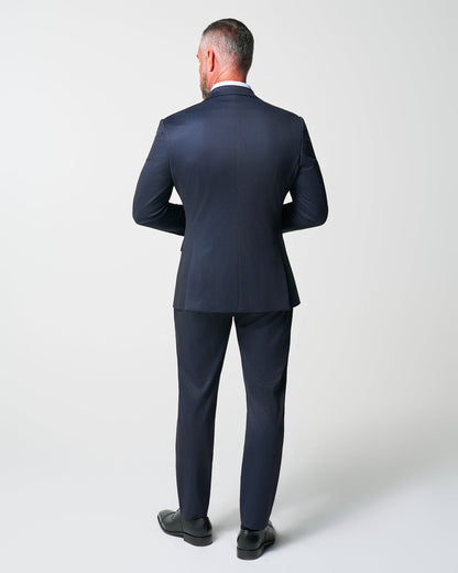 State & Liberty Athletic Fit Stretch Suit - Knit Blue Chalk Stripe