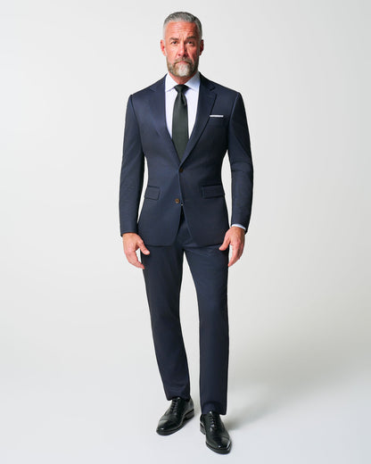 State & Liberty Athletic Fit Stretch Suit - Knit Blue Chalk Stripe