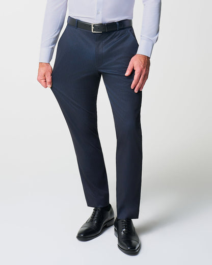 State & Liberty Athletic Fit Stretch Suit - Knit Blue Chalk Stripe