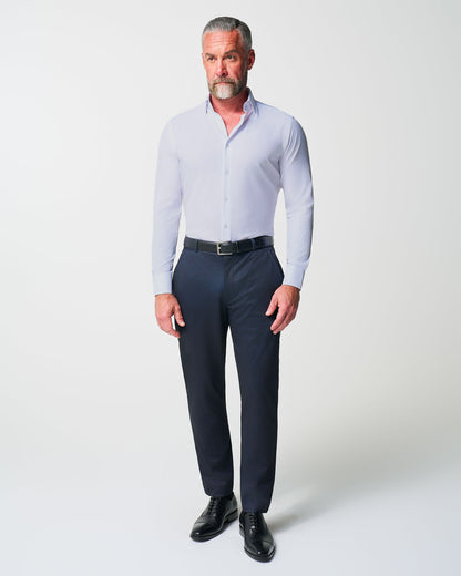 State & Liberty Athletic Fit Stretch Suit - Knit Blue Chalk Stripe