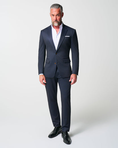 State & Liberty Athletic Fit Stretch Suit - Knit Blue Chalk Stripe