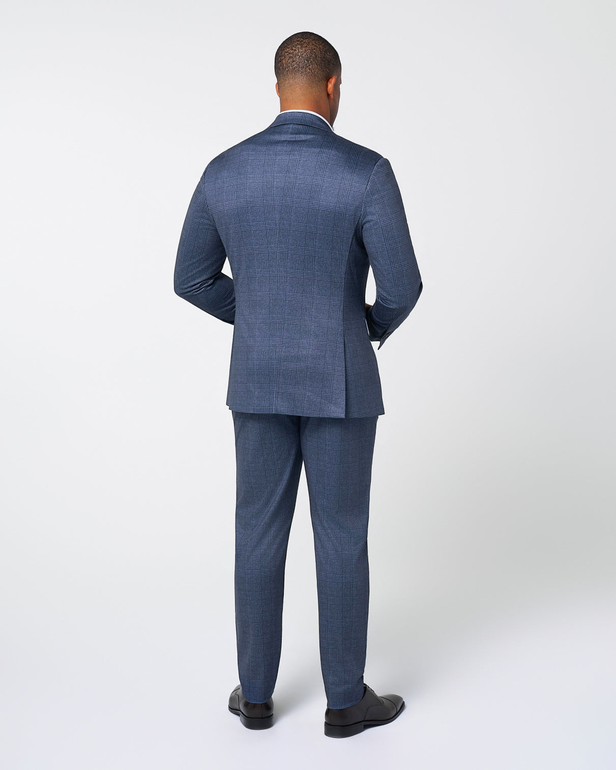 State & Liberty Athletic Fit Stretch Suit - Storm Blue & Navy Plaid