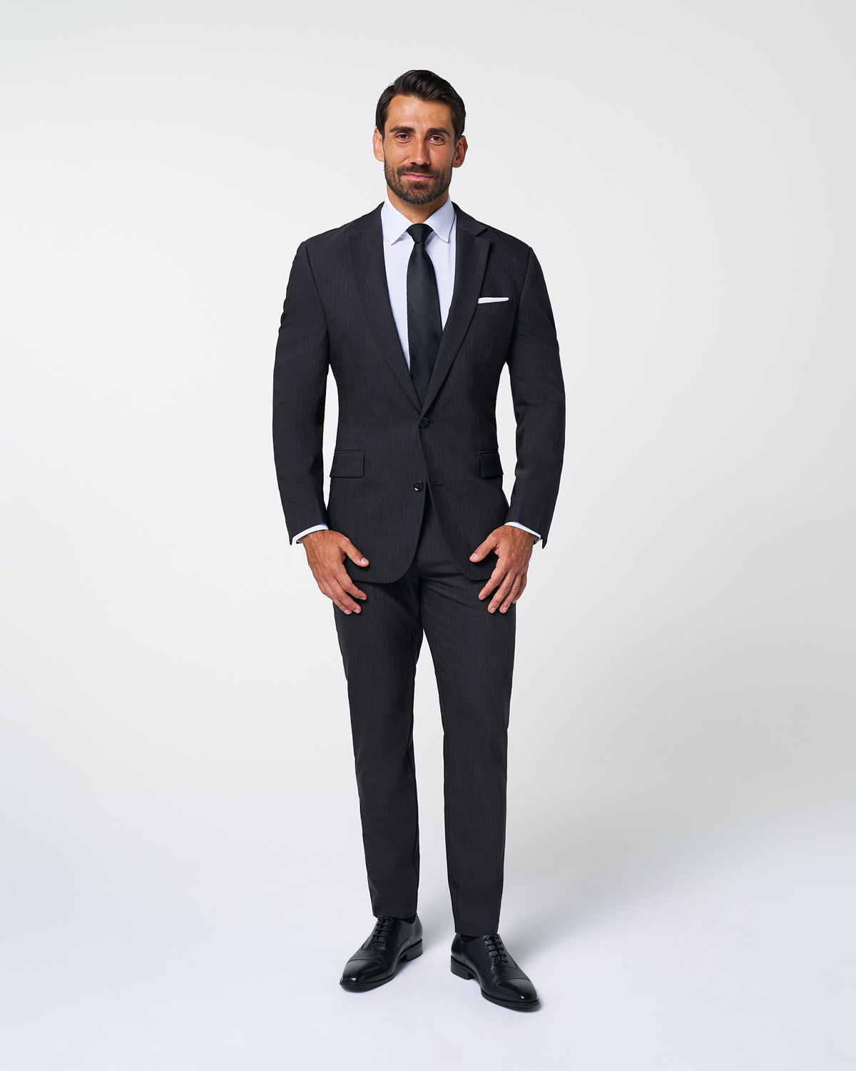 State & Liberty Athletic Fit Stretch Suit - Heathered Charcoal