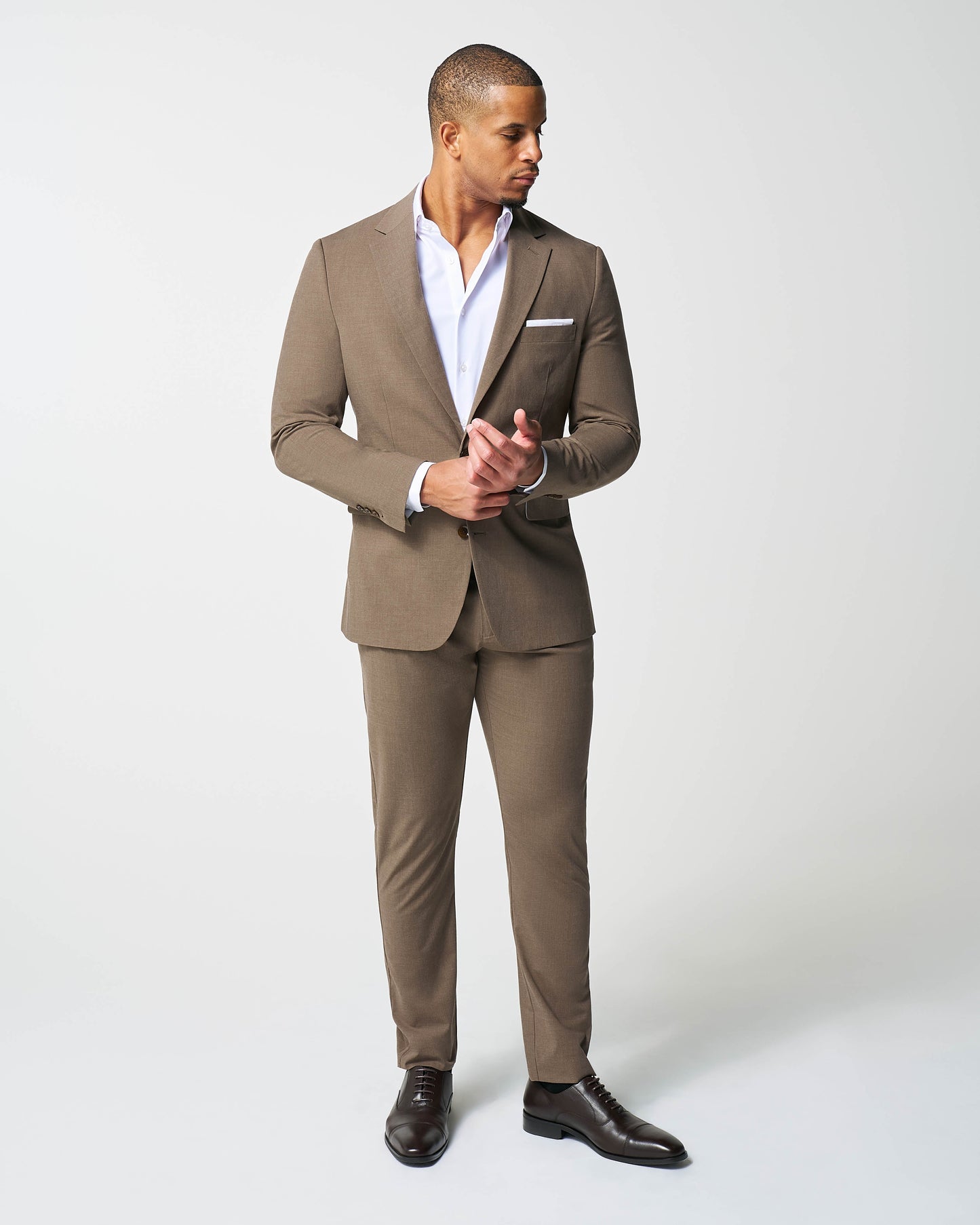 State & Liberty Athletic Fit Stretch Suit - Lightweight Heathered Latte