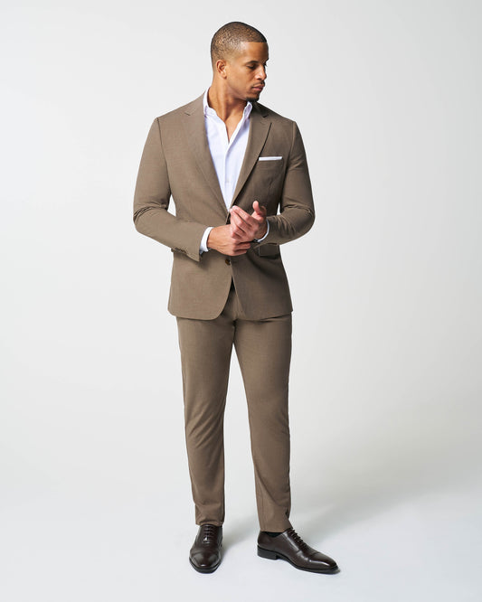 State & Liberty Athletic Fit Stretch Suit - Lightweight Heathered Latte