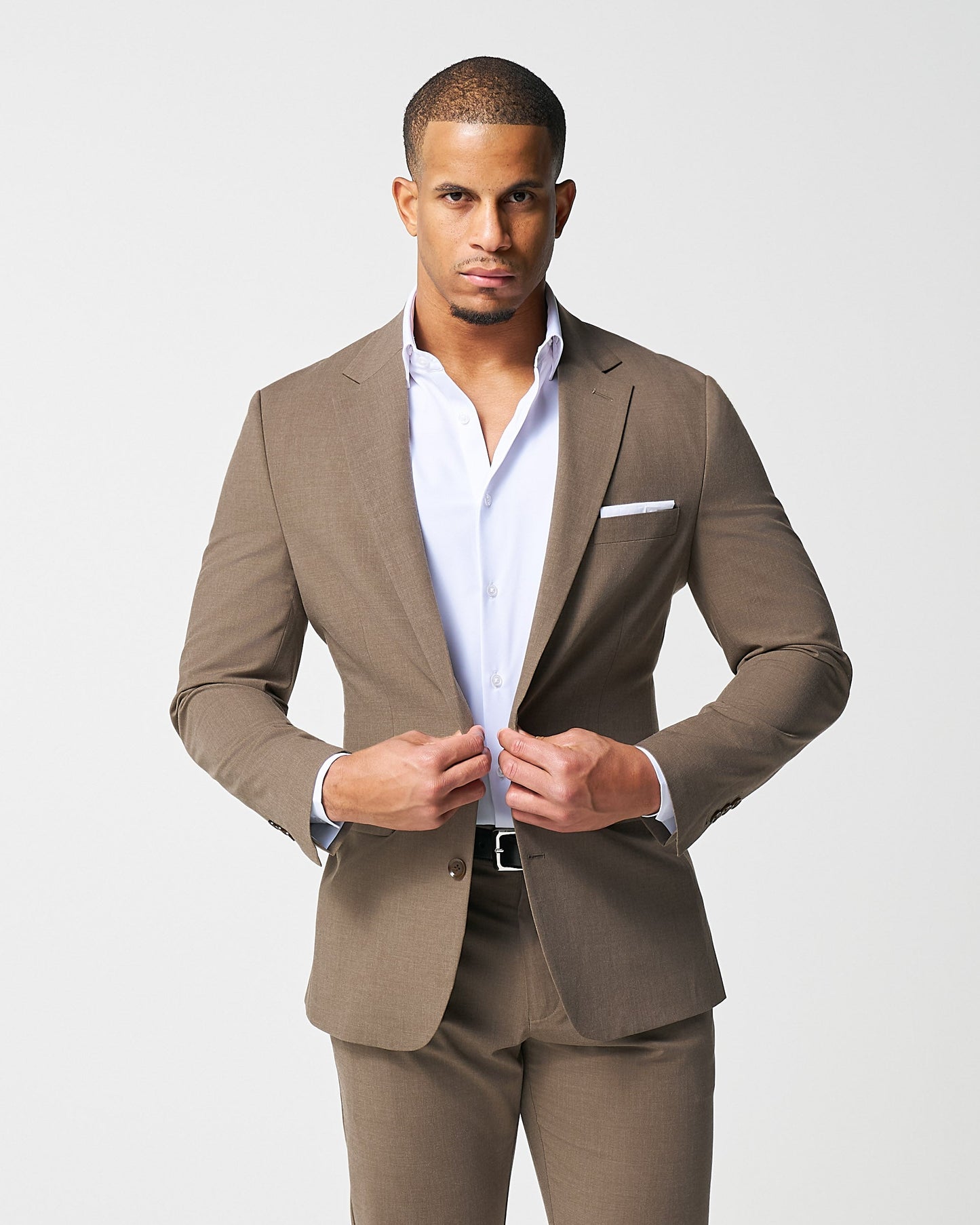 State & Liberty Athletic Fit Stretch Suit - Lightweight Heathered Latte