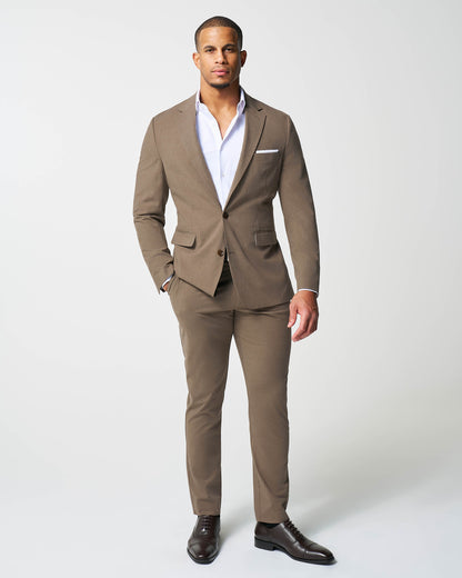 State & Liberty Athletic Fit Stretch Suit - Lightweight Heathered Latte
