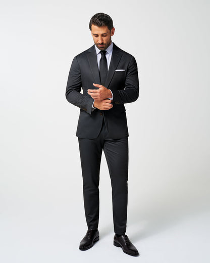State & Liberty Athletic Fit Stretch Suit - Knit Charcoal Microcheck
