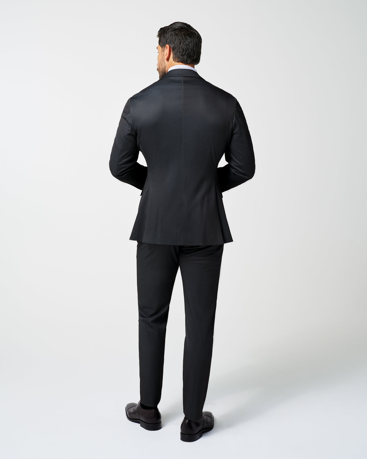 State & Liberty Athletic Fit Stretch Suit - Knit Charcoal Microcheck