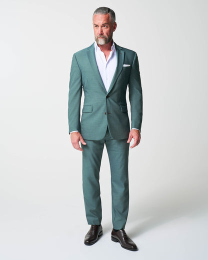 State & Liberty Athletic Fit Stretch Suit - Heathered Sea Green