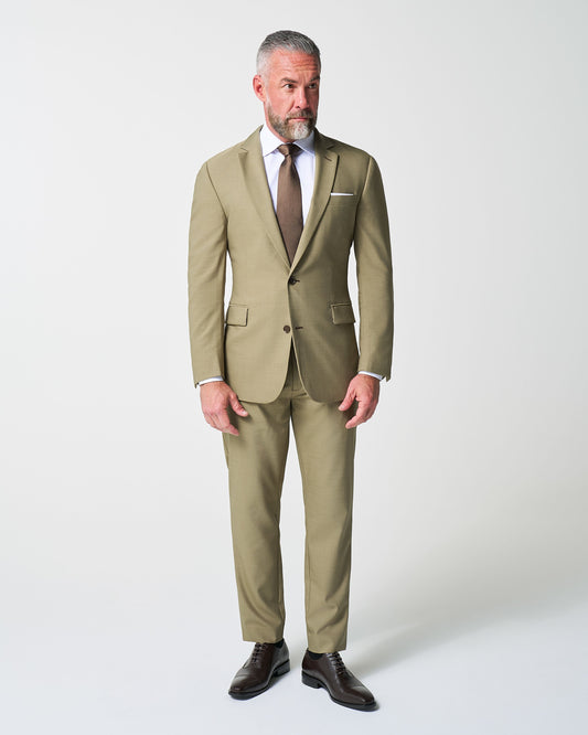 State & Liberty Athletic Fit Stretch Suit - Heathered Olive