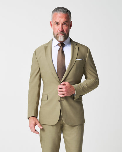 State & Liberty Athletic Fit Stretch Suit - Heathered Olive