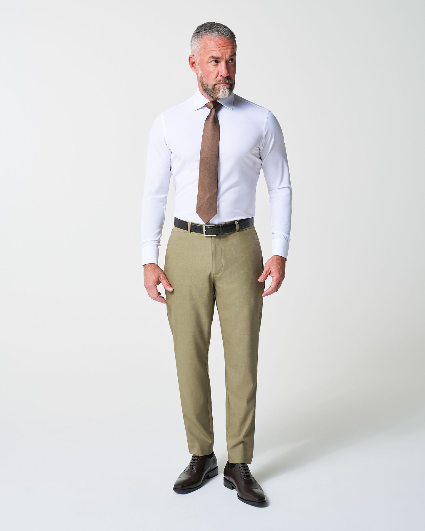 State & Liberty Athletic Fit Stretch Suit - Heathered Olive