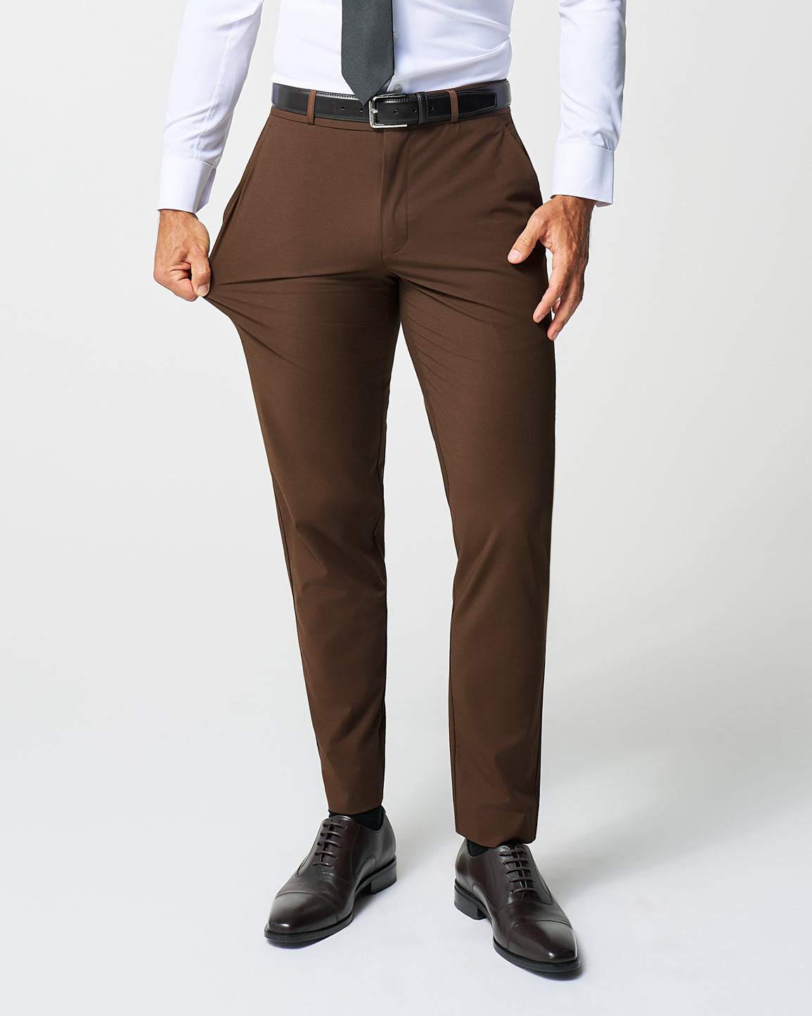 State & Liberty Athletic Fit Stretch Suit - Lightweight Heathered Chocolate