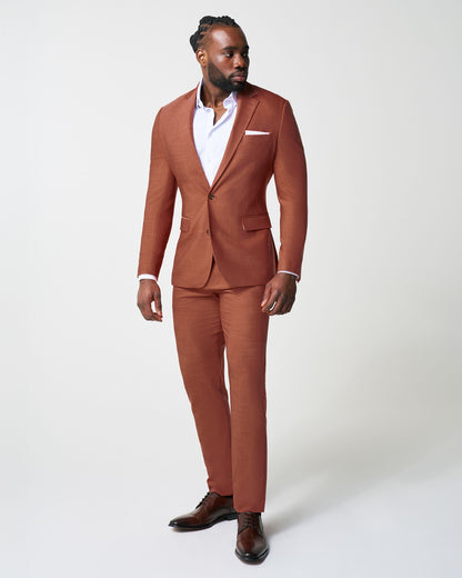 State & Liberty Athletic Fit Stretch Suit - Heathered Burnt Orange