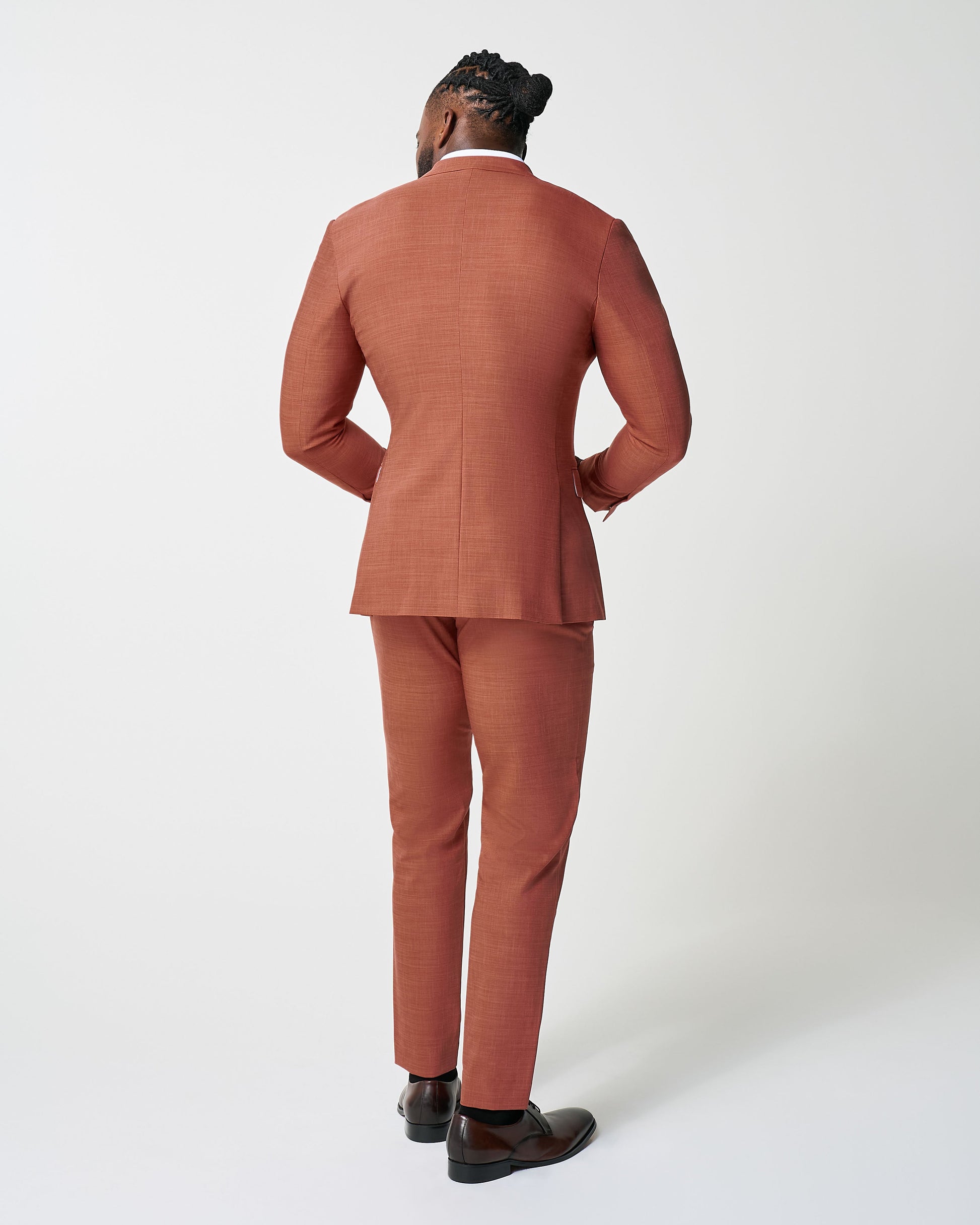 State & Liberty Athletic Fit Stretch Suit - Heathered Burnt Orange