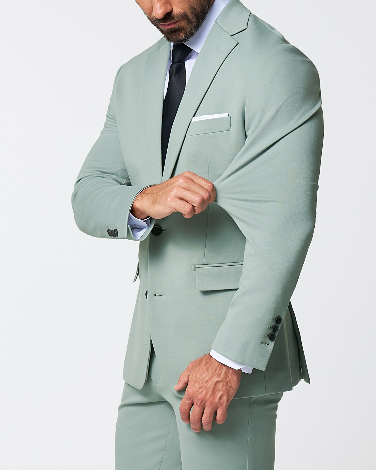 State & Liberty Athletic Fit Stretch Suit - Solid Dusty Sage