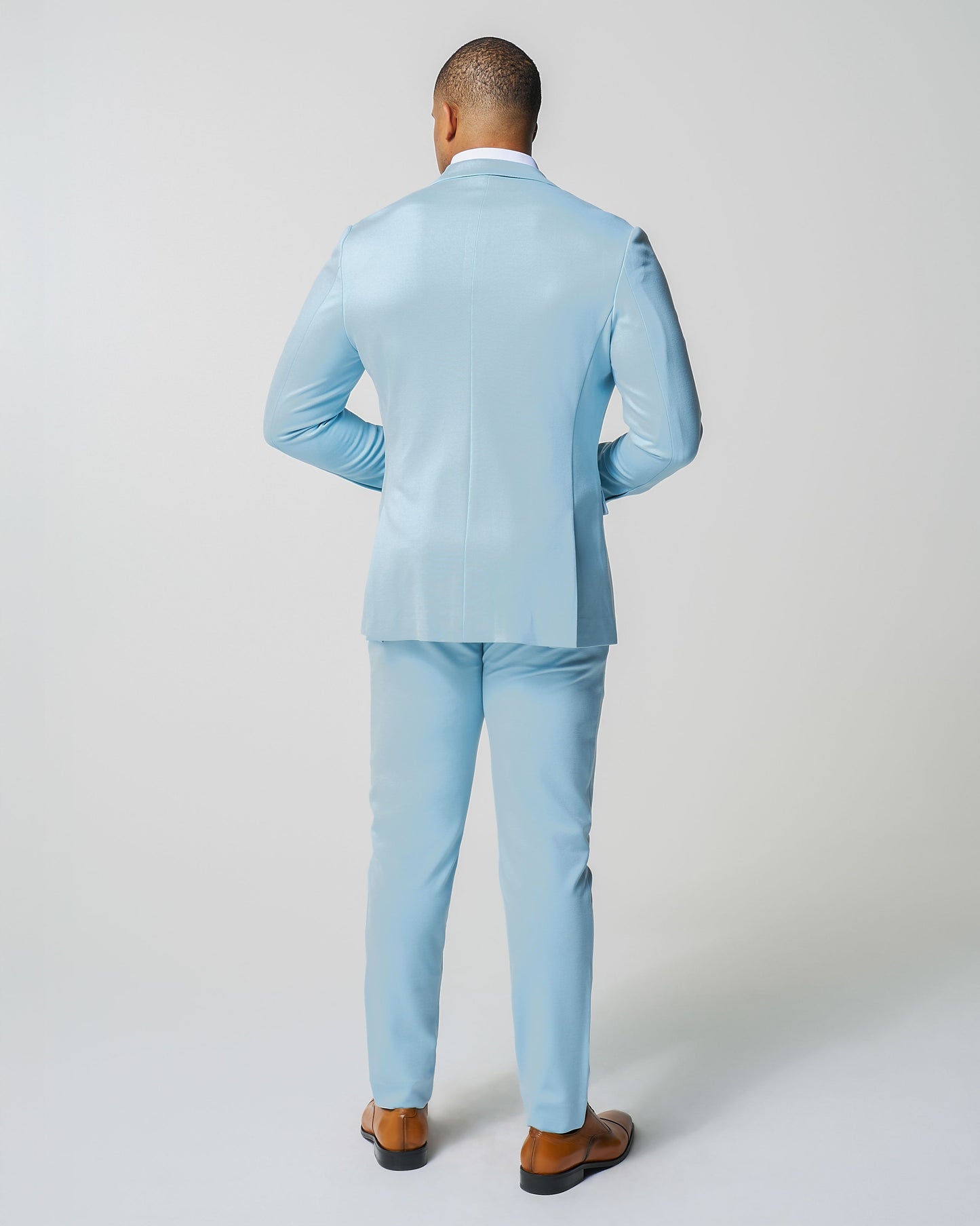 State & Liberty Athletic Fit Stretch Suit - Solid Cool Blue