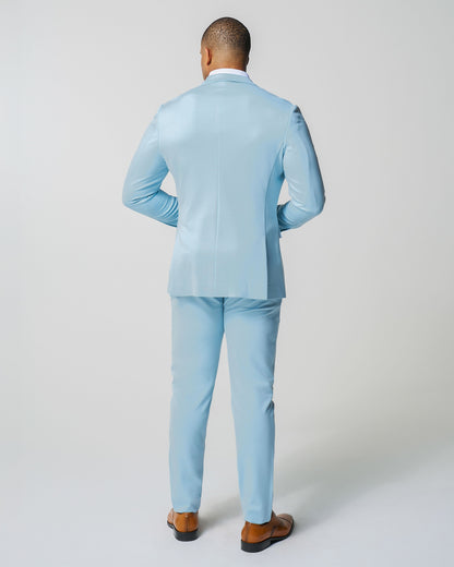 State & Liberty Athletic Fit Stretch Suit - Solid Cool Blue