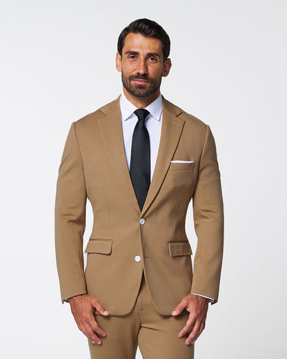 State & Liberty Athletic Fit Stretch Suit - Solid Dark Tan